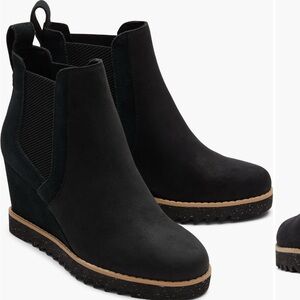 Toms Maddie Wedge Bootie, Size US 6, Black, NWT